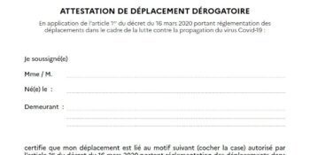 Covid-19 : Nouvelle attestation de déplacement dérogatoire