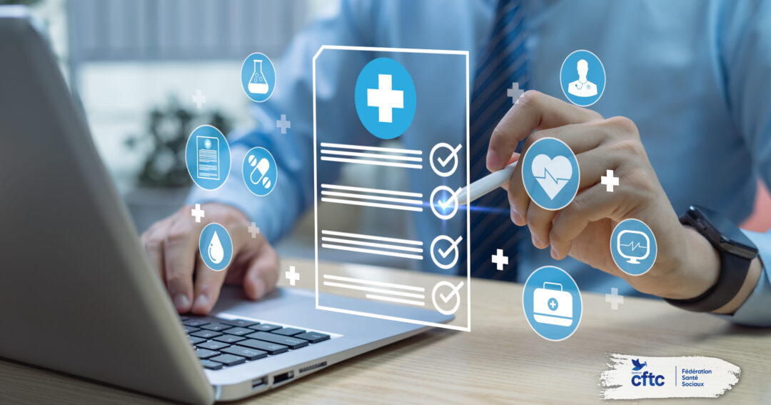 Professionnel de santé consultant un dossier médical numérique illustrant les nouvelles compétences de prescription des infirmiers diplômés d’État.