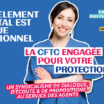 Visuel Instagram de la CFTC Santé Sociaux consacré au harcèlement au travail à l’hôpital et à sa prévention.